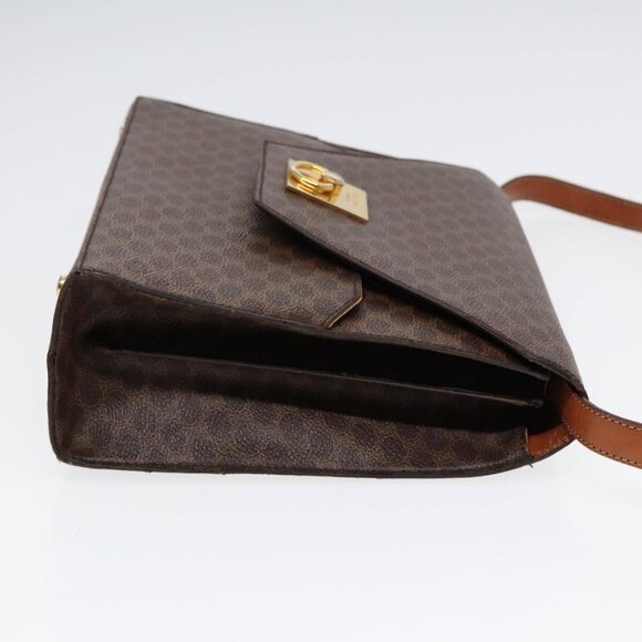CELINE Macadam Canvas Shoulder Bag PVC Leather Brown Gold Auth - Picture 4 of 16